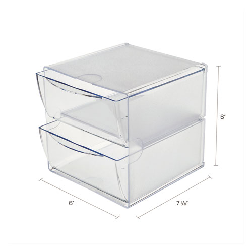 Picture of Stackable Cube Organizer, 2 Compartments, 2 Drawers, Plastic, 6 x 7.2 x 6, Clear