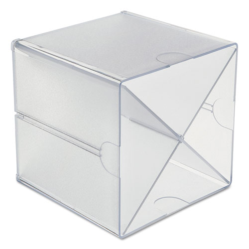 Picture of Stackable Cube Organizer, X Divider, 4 Compartments, Plastic, 6 x 7.2 x 6, Clear