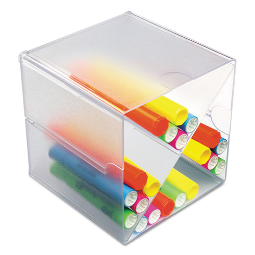 Picture of Stackable Cube Organizer, X Divider, 4 Compartments, Plastic, 6 x 7.2 x 6, Clear