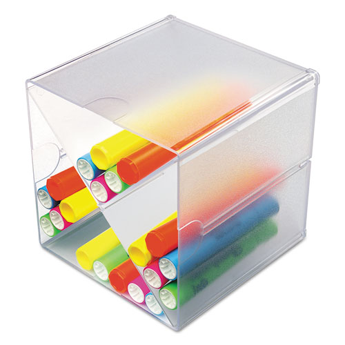 Picture of Stackable Cube Organizer, X Divider, 4 Compartments, Plastic, 6 x 7.2 x 6, Clear