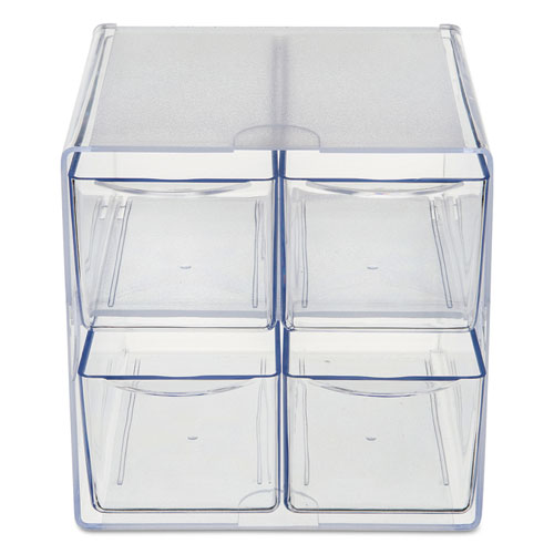 Picture of Stackable Cube Organizer, 4 Compartments, 4 Drawers, Plastic, 6 x 7.2 x 6, Clear