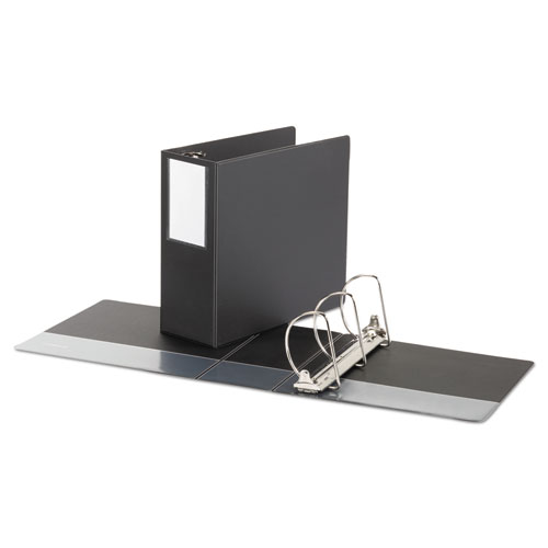 Picture of Deluxe Non-View D-Ring Binder with Label Holder, 3 Rings, 5" Capacity, 11 x 8.5, Black