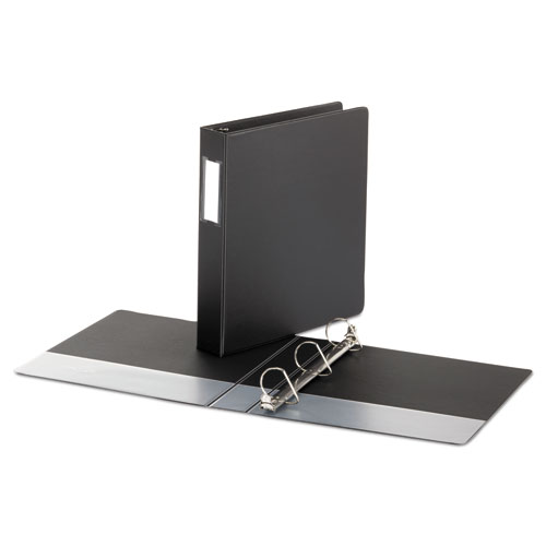 Picture of Deluxe Non-View D-Ring Binder with Label Holder, 3 Rings, 1.5" Capacity, 11 x 8.5, Black