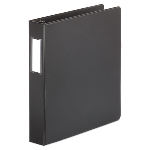 Picture of Deluxe Non-View D-Ring Binder with Label Holder, 3 Rings, 1.5" Capacity, 11 x 8.5, Black