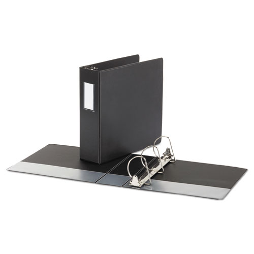 Picture of Deluxe Non-View D-Ring Binder with Label Holder, 3 Rings, 3" Capacity, 11 x 8.5, Black