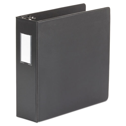 Picture of Deluxe Non-View D-Ring Binder with Label Holder, 3 Rings, 3" Capacity, 11 x 8.5, Black