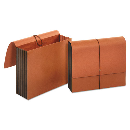 Picture of Extra Wide Expanding Wallets, 5.25" Expansion, 1 Section, Elastic Cord Closure, Letter Size, Redrope