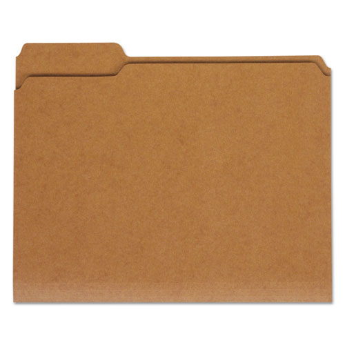 Picture of Reinforced Kraft Top Tab File Folders, 1/3-Cut Tabs: Assorted, Letter Size, 0.75" Expansion, Brown, 100/Box