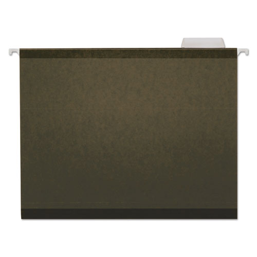 Picture of Deluxe Reinforced Recycled Hanging File Folders, Letter Size, 1/5-Cut Tabs, Standard Green, 25/Box