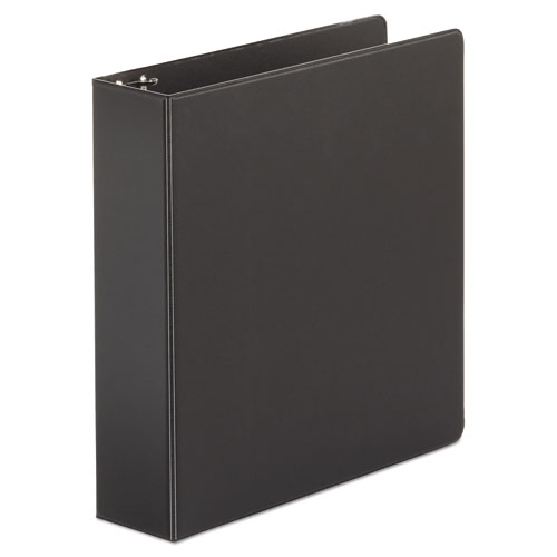 Picture of Economy Non-View Round Ring Binder, 3 Rings, 2" Capacity, 11 x 8.5, Black, 4/Pack