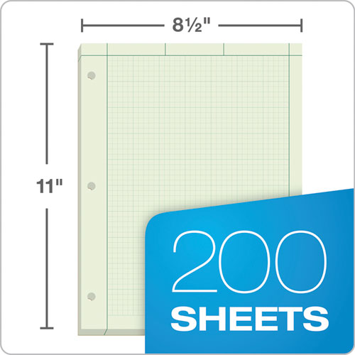 Picture of Engineering Computation Pads, Cross-Section Quadrille Rule (5 sq/in, 1 sq/in), Green Cover, 200 Green-Tint 8.5 x 11 Sheets