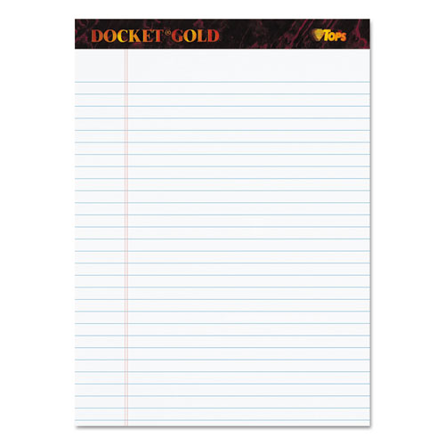 Picture of Docket Gold Ruled Perforated Pads, Wide/Legal Rule, 50 White 8.5 x 11.75 Sheets, 12/Pack