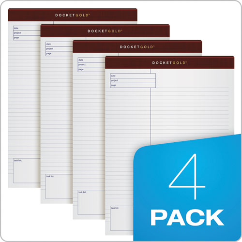 Picture of Docket Gold Planning Pads, Project-Management Format, Quadrille Rule (4 sq/in), 40 White 8.5 x 11.75 Sheets, 4/Pack