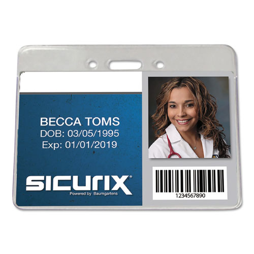 Picture of Sicurix Proximity Badge Holder, Horizontal, 4w x 3h, Clear, 50/Pack