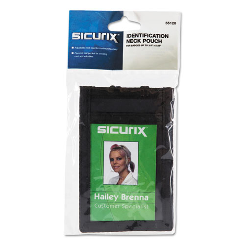 Picture of Sicurix ID Neck Pouch, Vertical, 3 x 4 3/4, Black