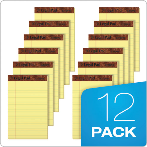 Picture of "The Legal Pad" Ruled Perforated Pads, Narrow Rule, 50 Canary-Yellow 5 x 8 Sheets, Dozen