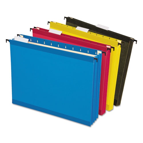 Picture of SureHook Hanging Pocket File, Letter Size, 1/5-Cut Tabs, Assorted Colors, 4/Pack