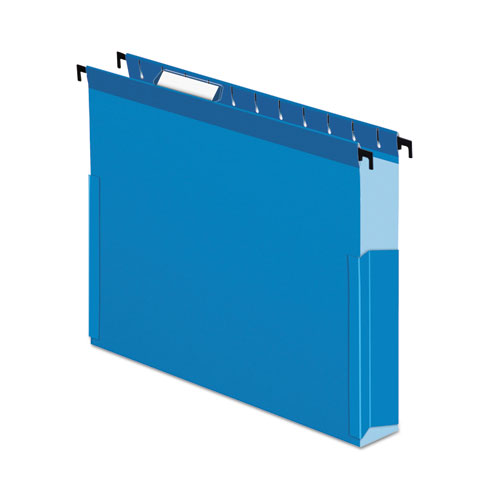 Picture of SureHook Reinforced Extra-Capacity Hanging Box File, 1 Section, 2" Capacity, Letter Size, 1/5-Cut Tabs, Blue, 25/Box