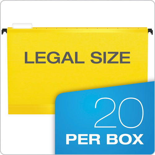 Picture of SureHook Hanging Folders, Legal Size, 1/5-Cut Tabs, Yellow, 20/Box