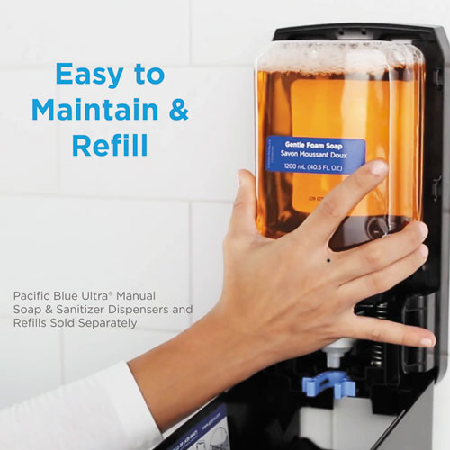 Picture of Pacific Blue Ultra Foam Soap Manual Dispenser Refill, Antimicrobial, Unscented, 1,200 mL, 4/Carton