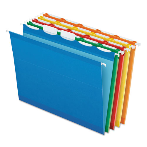 Picture of Ready-Tab Colored Reinforced Hanging Folders, Letter Size, 1/5-Cut Tabs, Assorted Colors, 25/Box