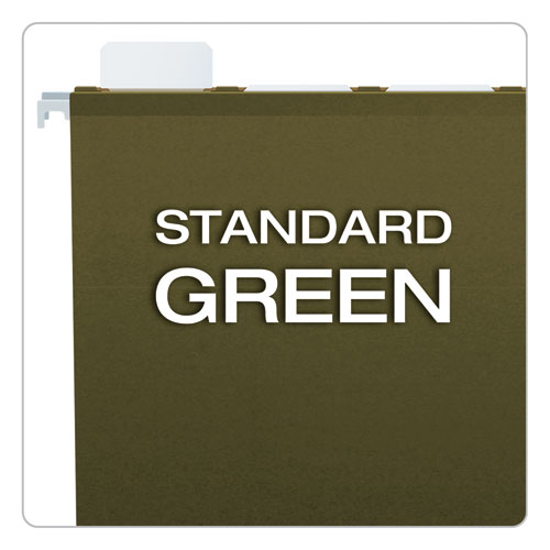 Picture of Ready-Tab Extra Capacity Reinforced Colored Hanging Folders, Letter Size, 1/5-Cut Tabs, Standard Green, 20/Box