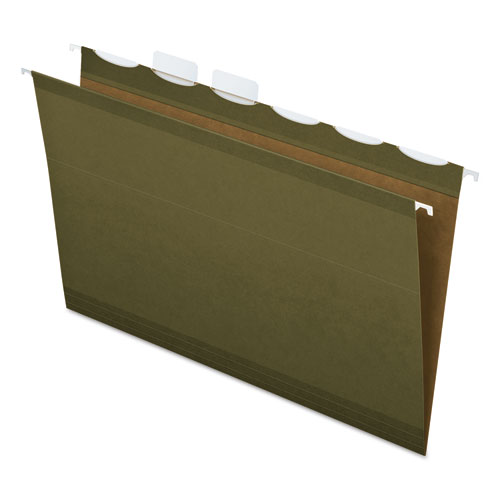 Picture of Ready-Tab Extra Capacity Reinforced Colored Hanging Folders, Letter Size, 1/5-Cut Tabs, Standard Green, 20/Box