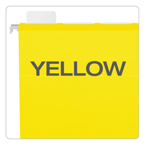 Picture of Ready-Tab Colored Reinforced Hanging Folders, Letter Size, 1/5-Cut Tabs, Yellow, 25/Box