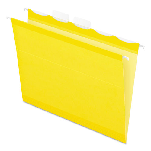 Picture of Ready-Tab Colored Reinforced Hanging Folders, Letter Size, 1/5-Cut Tabs, Yellow, 25/Box