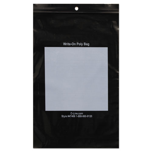 Picture of Write-On Poly Bags, 2 mil, 6" x 9", Black, 1,000/Box