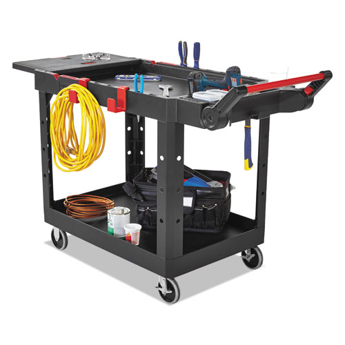 Picture of Heavy Duty Adaptable Utility Cart, Plastic, 2 Shelves, 500 lb Capacity, 25.2" x 51.5" x 36", Black