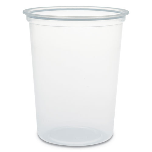 Picture of Microgourmet Plastic Deli Container, 32 oz, 4.7" Diameter x 5.7"h, Clear, 500/Carton