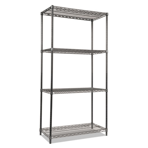 Picture of Wire Shelving Starter Kit, Four-Shelf, 36w x 18d x 72h, Black Anthracite