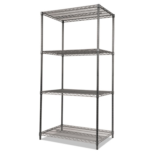 Picture of Wire Shelving Starter Kit, Four-Shelf, 36w x 18d x 72h, Black Anthracite