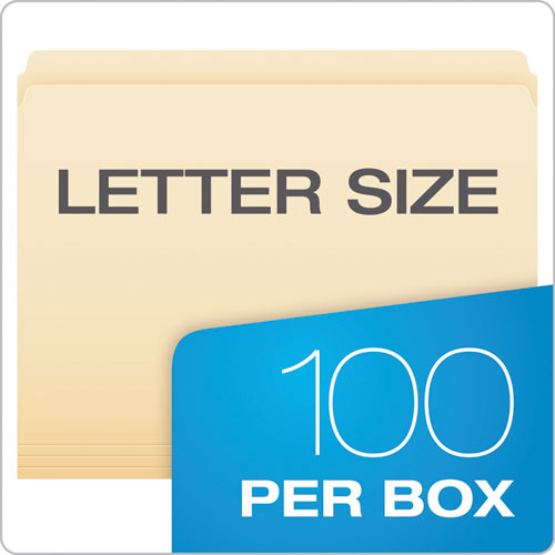 Picture of Manila File Folders, Straight Tabs, Letter Size, 0.75" Expansion, Manila, 100/Box