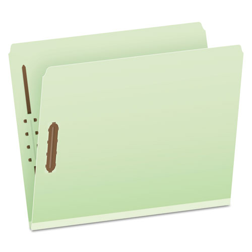 Picture of Heavy-Duty Pressboard Folders with Embossed Fasteners, Straight Tabs, 2" Expansion, 2 Fasteners, Letter Size, Green, 25/Box