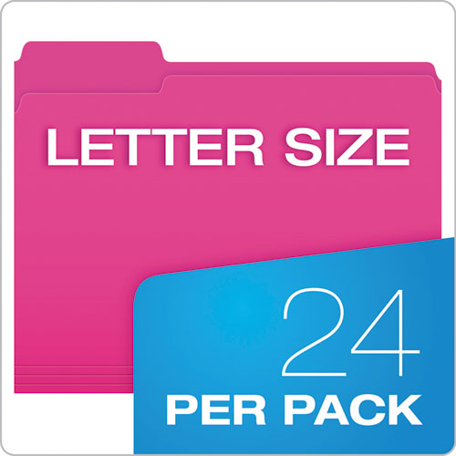 Picture of Glow File Folders, 1/3-Cut Tabs: Assorted, Letter Size, 0.75" Expansion, Assorted Colors, 24/Pack