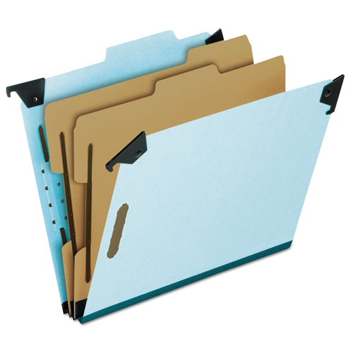 Picture of Hanging Classification Folders with Dividers, Letter Size, 2 Dividers, 2/5-Cut Exterior Tabs, Blue