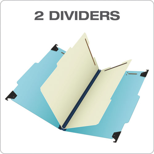 Picture of Hanging Classification Folders with Dividers, Legal Size, 2 Dividers, 2/5-Cut Exterior Tabs, Blue