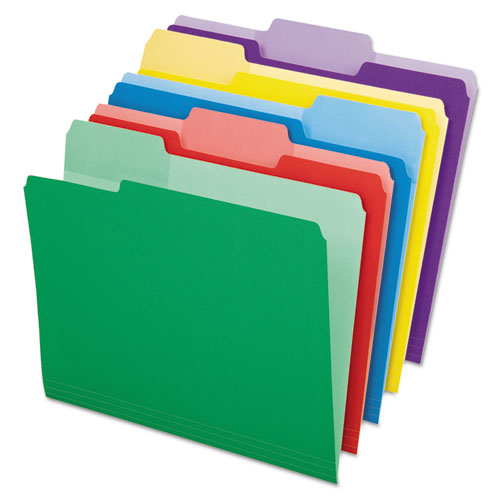 Picture of File Folders with Erasable Tabs, 1/3-Cut Tabs: Assorted, Letter Size, Assorted Colors, 30/Pack
