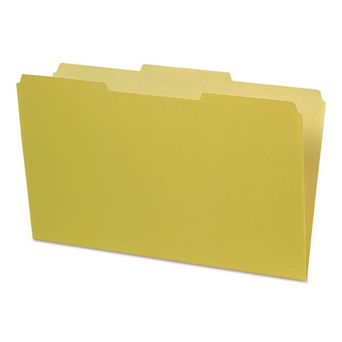 Picture of Interior File Folders, 1/3-Cut Tabs: Assorted, Legal Size, Yellow, 100/Box