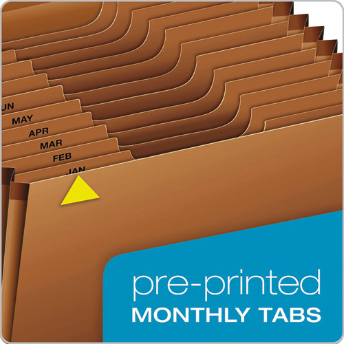 Picture of Heavy-Duty Expanding File with Reinforced Flap, 12 Sections, Elastic Cord Closure, 1/3-Cut Tabs, Letter Size, Redrope