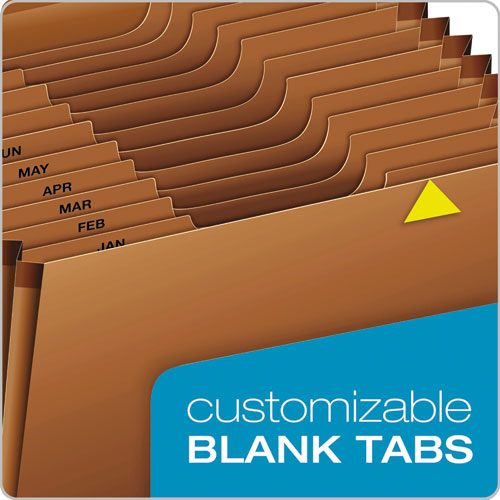 Picture of Heavy-Duty Expanding File with Reinforced Flap, 12 Sections, Elastic Cord Closure, 1/3-Cut Tabs, Letter Size, Redrope