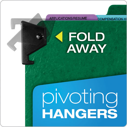 Picture of Hanging-Style Personnel Folders, 5 Dividers with 1/5-Cut Tabs, Letter Size, 1/3-Cut Exterior Tabs, Green