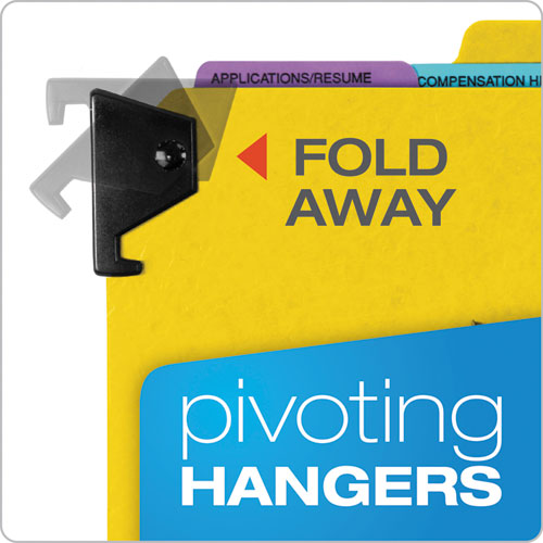 Picture of Hanging-Style Personnel Folders, 5 Dividers with 1/5-Cut Tabs, Letter Size, 1/3-Cut Exterior Tabs, Yellow