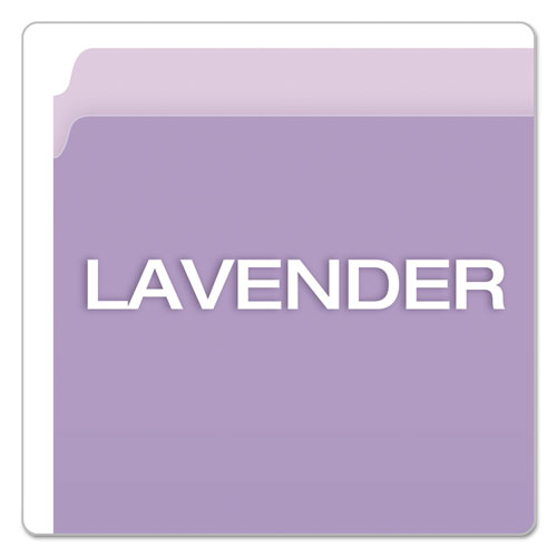 Picture of Colored File Folders, Straight Tabs, Letter Size, Lavender/Light Lavender, 100/Box