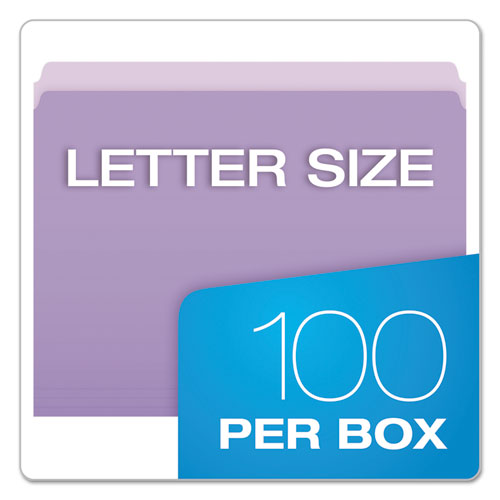 Picture of Colored File Folders, Straight Tabs, Letter Size, Lavender/Light Lavender, 100/Box