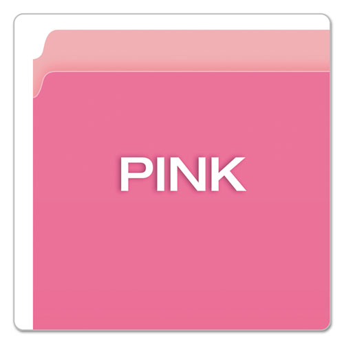 Picture of Colored File Folders, Straight Tabs, Letter Size, Pink/Light Pink, 100/Box