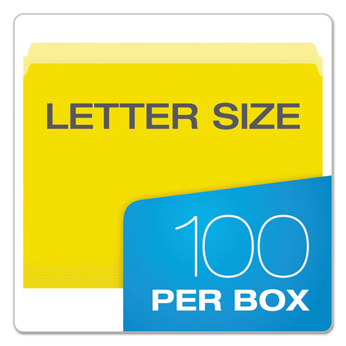 Picture of Colored File Folders, Straight Tabs, Letter Size, Yellow/Light Yellow, 100/Box