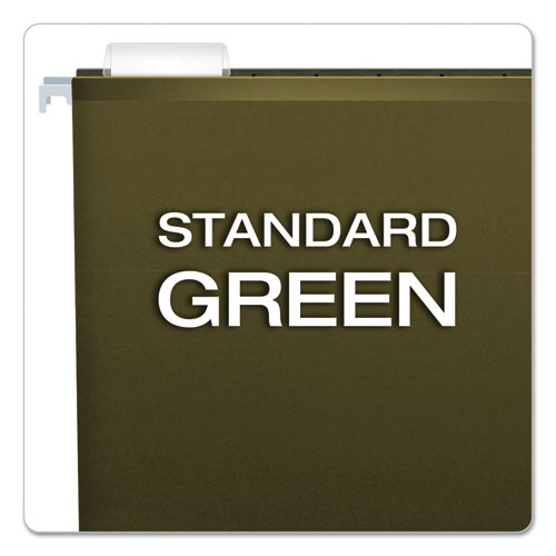 Picture of Extra Capacity Reinforced Hanging File Folders with Box Bottom, 2" Capacity, Letter Size, 1/5-Cut Tabs, Green, 25/Box